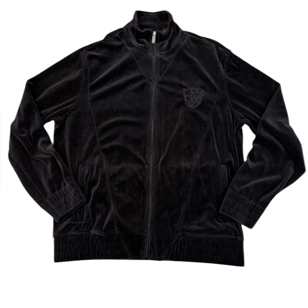 Sean John Black Velour Full-Zip Track Jacket – XXL